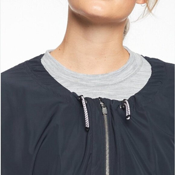 ATHLETA Chill Bomber Jacket - Sporty Drawstring Navy Blue - Picture 4 of 16
